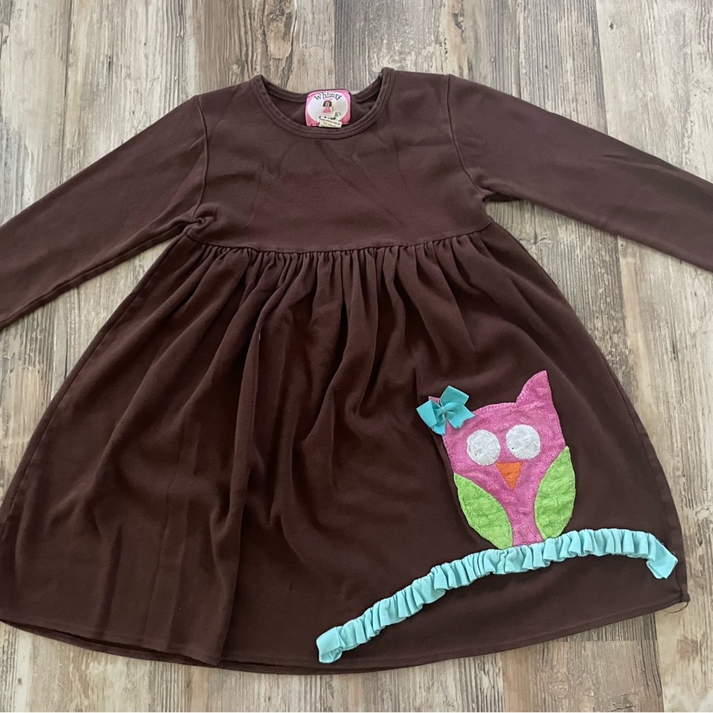 Whimsy Wear Girl’s size 8 dress. Warm brown with adorable owl.